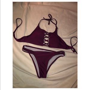 Maroon ROMWE bathing suit